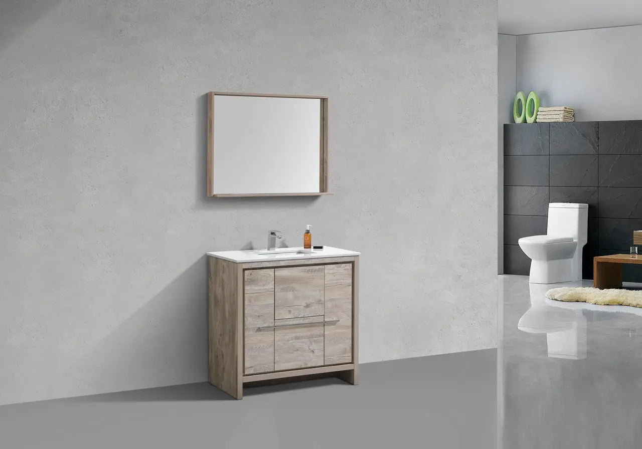 KubeBath Dolce 36″ Nature Wood Modern Bathroom Vanity With Quartz Countertop - Plumbing Market