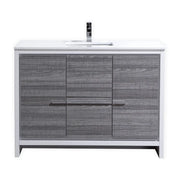 KubeBath Dolce 48″ Ash Gray Single Sink Modern Bathroom Vanity With Quartz Countertop - Plumbing Market