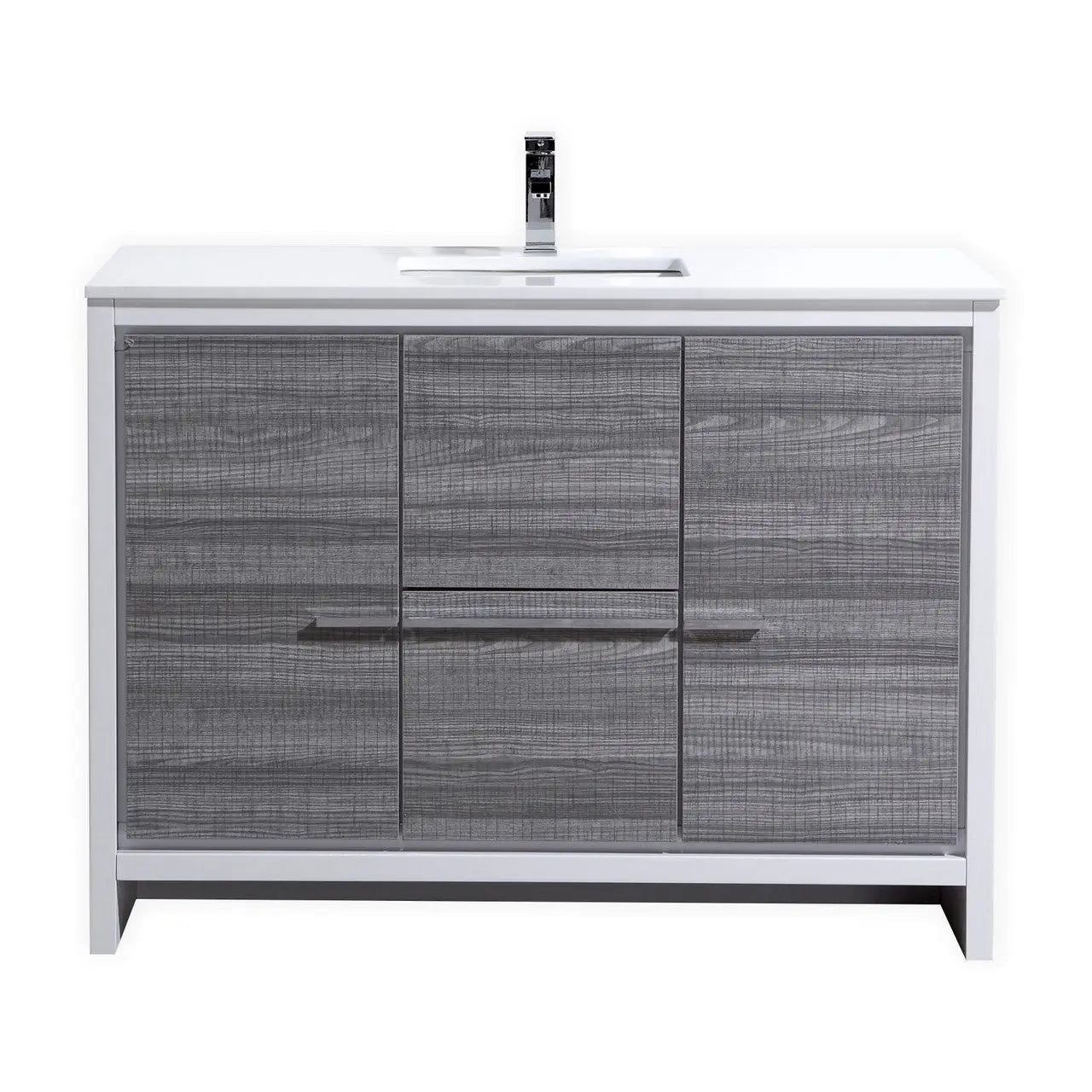 KubeBath Dolce 48″ Ash Gray Single Sink Modern Bathroom Vanity With Quartz Countertop - Plumbing Market