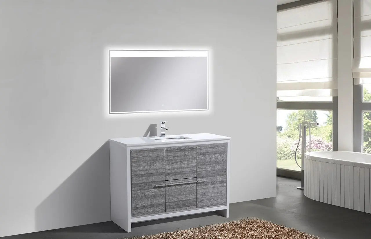 KubeBath Dolce 48″ Ash Gray Single Sink Modern Bathroom Vanity With Quartz Countertop - Plumbing Market