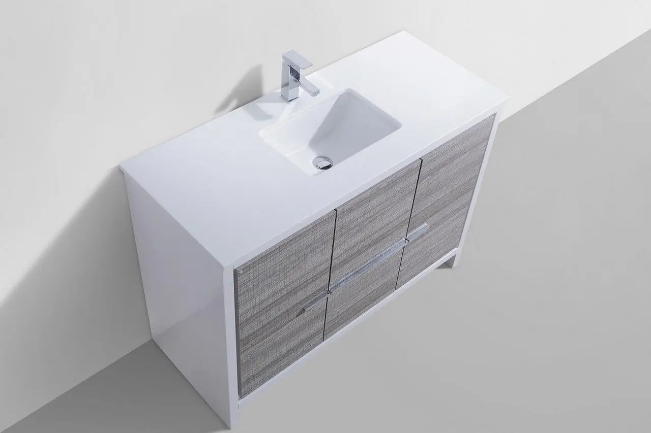 KubeBath Dolce 48″ Ash Gray Single Sink Modern Bathroom Vanity With Quartz Countertop - Plumbing Market