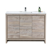 KubeBath Dolce 48″ Nature Wood Single Sink Modern Bathroom Vanity With Quartz Countertop - Plumbing Market