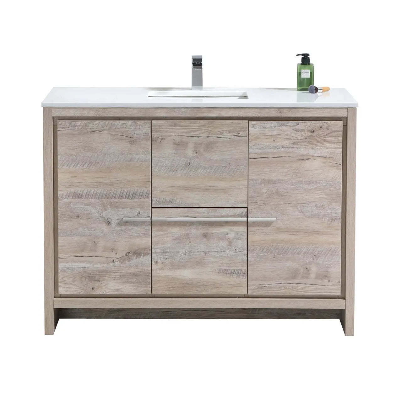 KubeBath Dolce 48″ Nature Wood Single Sink Modern Bathroom Vanity With Quartz Countertop - Plumbing Market