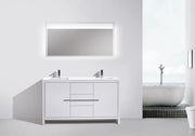 KubeBath Dolce 60″ Double Sink High Gloss White Modern Bathroom Vanity With Quartz Countertop - Plumbing Market