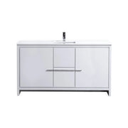 KubeBath Dolce 60″ High Gloss White Modern Bathroom Vanity With Quartz Countertop - Plumbing Market