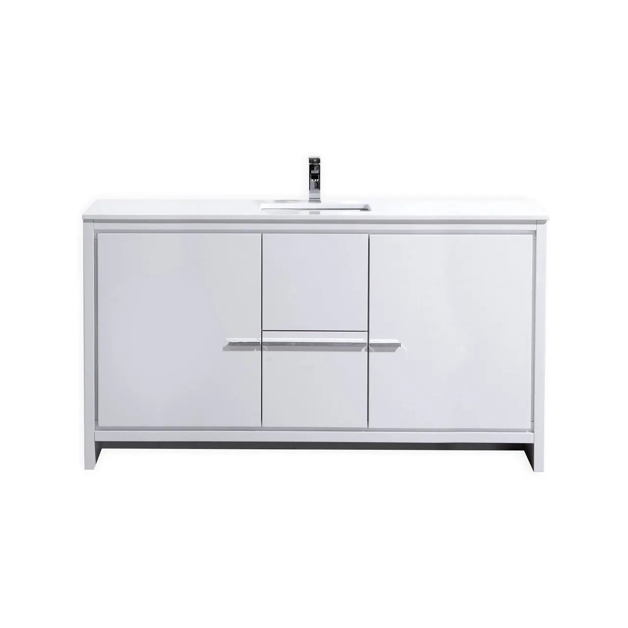 KubeBath Dolce 60″ High Gloss White Modern Bathroom Vanity With Quartz Countertop - Plumbing Market