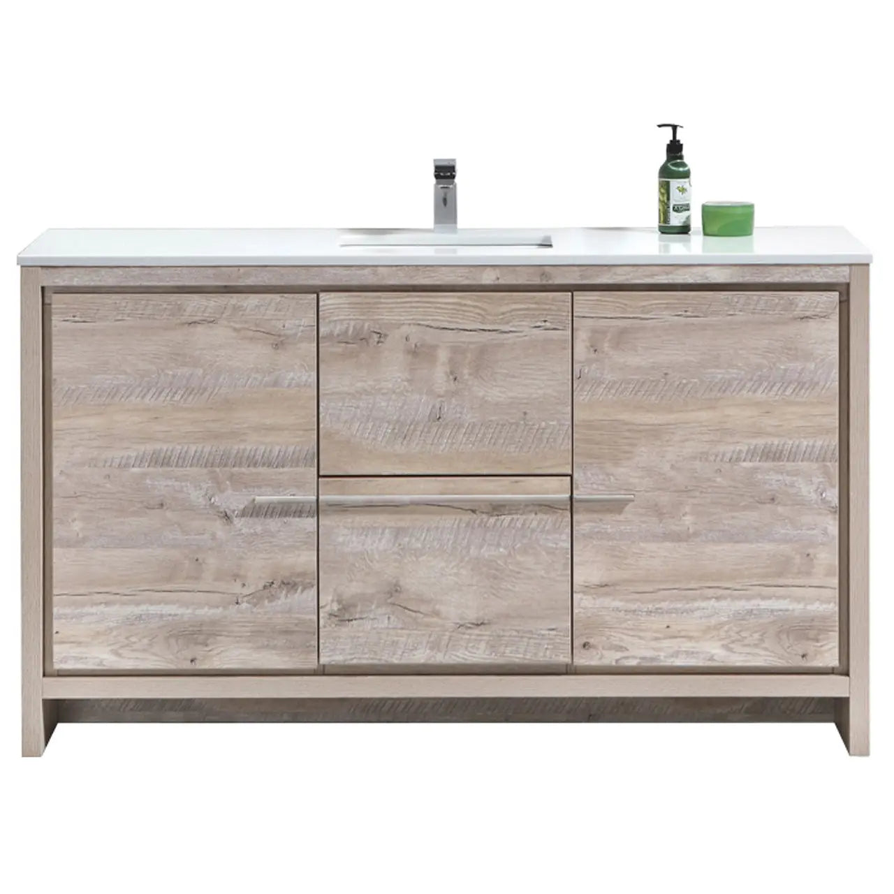 KubeBath Dolce 60″ Nature Wood Modern Bathroom Vanity With Quartz Countertop - Plumbing Market