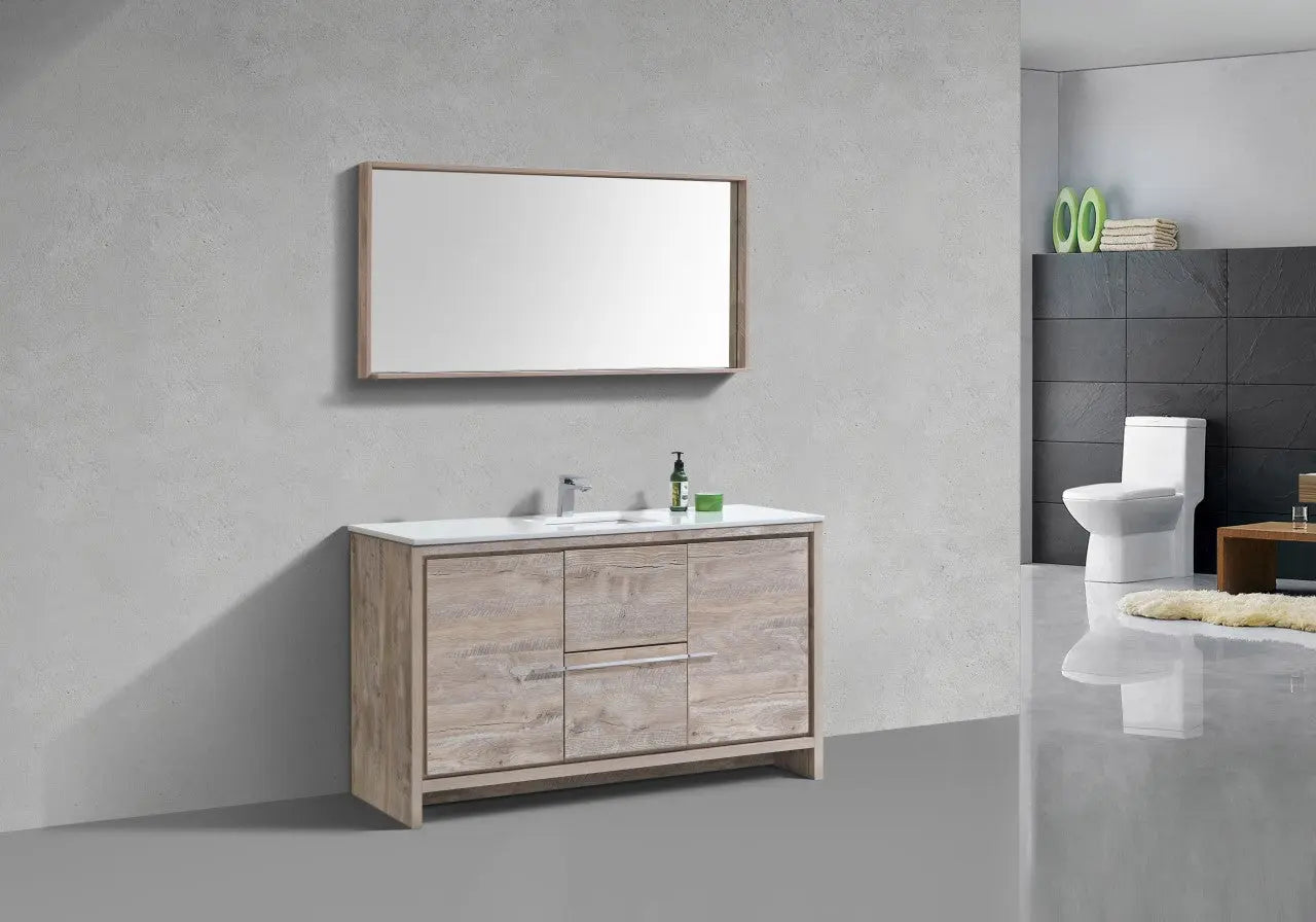 KubeBath Dolce 60″ Nature Wood Modern Bathroom Vanity With Quartz Countertop - Plumbing Market