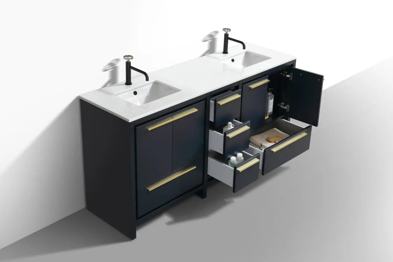 KubeBath Dolce 72″ Modern Double Sink Bathroom Vanity With Quartz Countertop - Plumbing Market