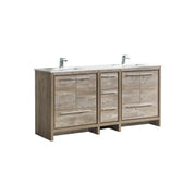 KubeBath Dolce 72″ Nature Wood Double Sink Modern Bathroom Vanity With Quartz Countertop - Plumbing Market