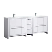 KubeBath Dolce 84″ Gloss White Double Sink Modern Bathroom Vanity With Quartz Countertop - Plumbing Market
