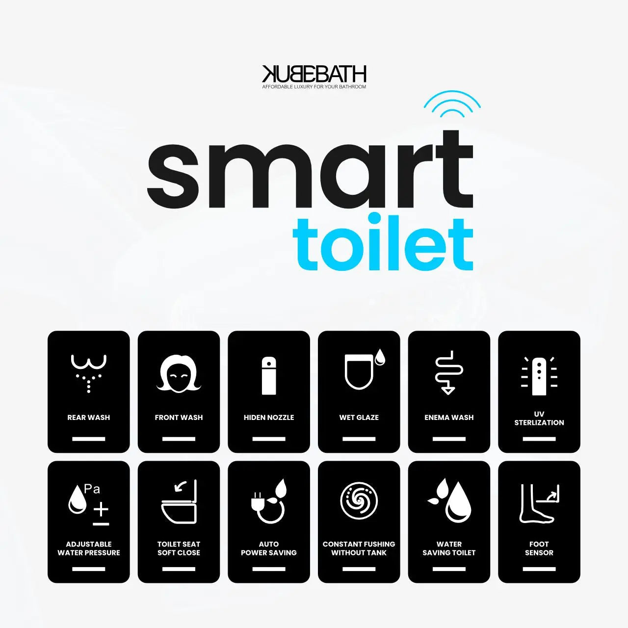 KubeBath Klenz UVCLED One Piece Elongated Smart Toilet White - Plumbing Market