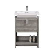 KubeBath Levi 24″ Ash Gray Modern Bathroom Vanity W/ Cubby Hole - Plumbing Market