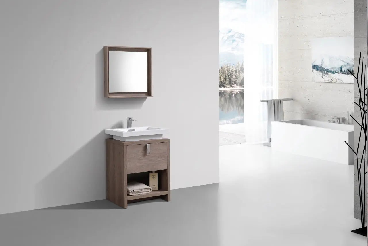 KubeBath Levi 24″ Butternut Modern Bathroom Vanity W/ Cubby Hole - Plumbing Market
