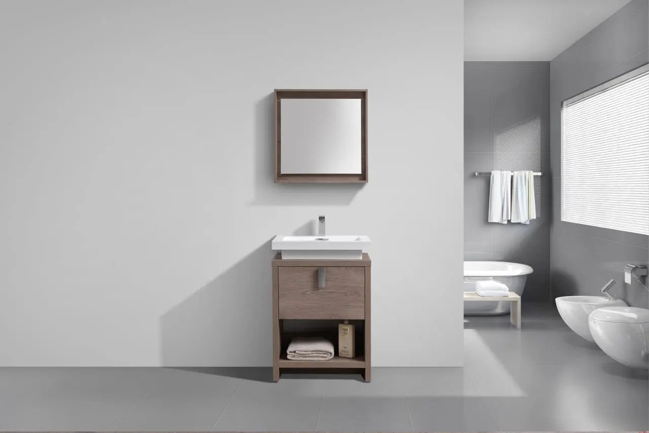 KubeBath Levi 24″ Butternut Modern Bathroom Vanity W/ Cubby Hole - Plumbing Market
