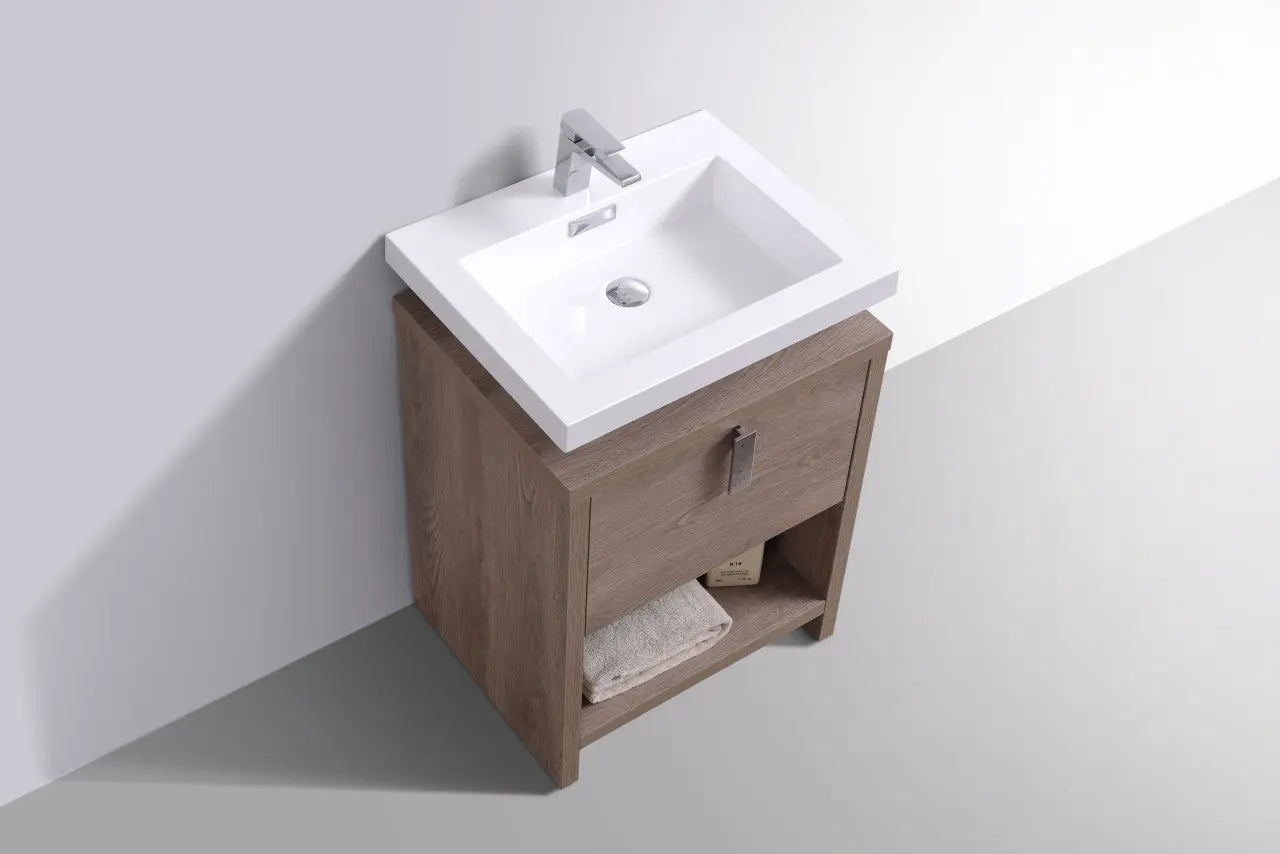 KubeBath Levi 24″ Butternut Modern Bathroom Vanity W/ Cubby Hole - Plumbing Market