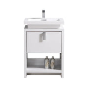 KubeBath Levi 24″ High Gloss White Modern Bathroom Vanity W/ Cubby Hole - Plumbing Market