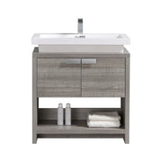 KubeBath Levi 32″ Ash Gray Modern Bathroom Vanity W/ Cubby Hole - Plumbing Market