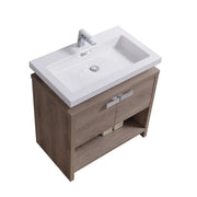 KubeBath Levi 32″ Butternut Modern Bathroom Vanity W/ Cubby Hole - Plumbing Market