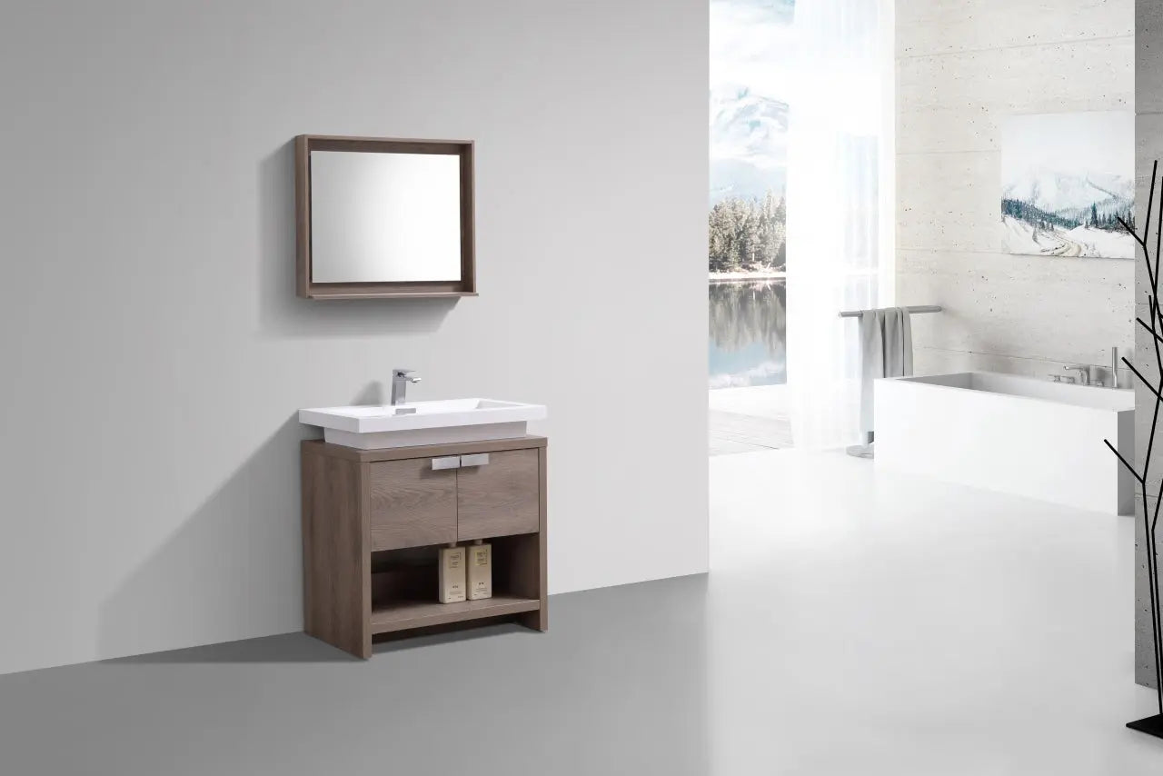 KubeBath Levi 32″ Butternut Modern Bathroom Vanity W/ Cubby Hole - Plumbing Market