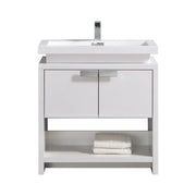 KubeBath Levi 32″ High Gloss White Modern Bathroom Vanity W/ Cubby Hole - Plumbing Market