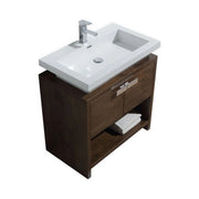 KubeBath Levi 32″ Rose Wood Modern Bathroom Vanity W/ Cubby Hole - Plumbing Market