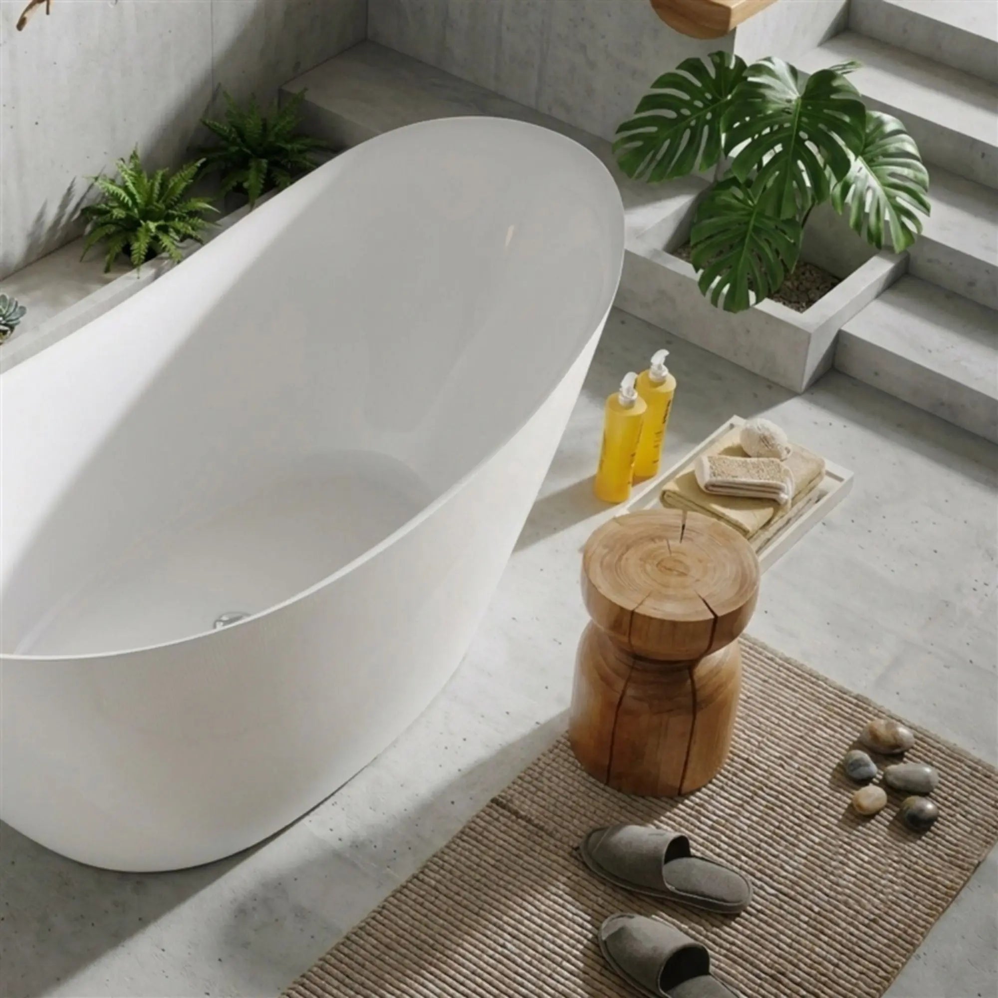 Kubebath Solid New Zealand Pine Capsule Accent Stool & Side Table