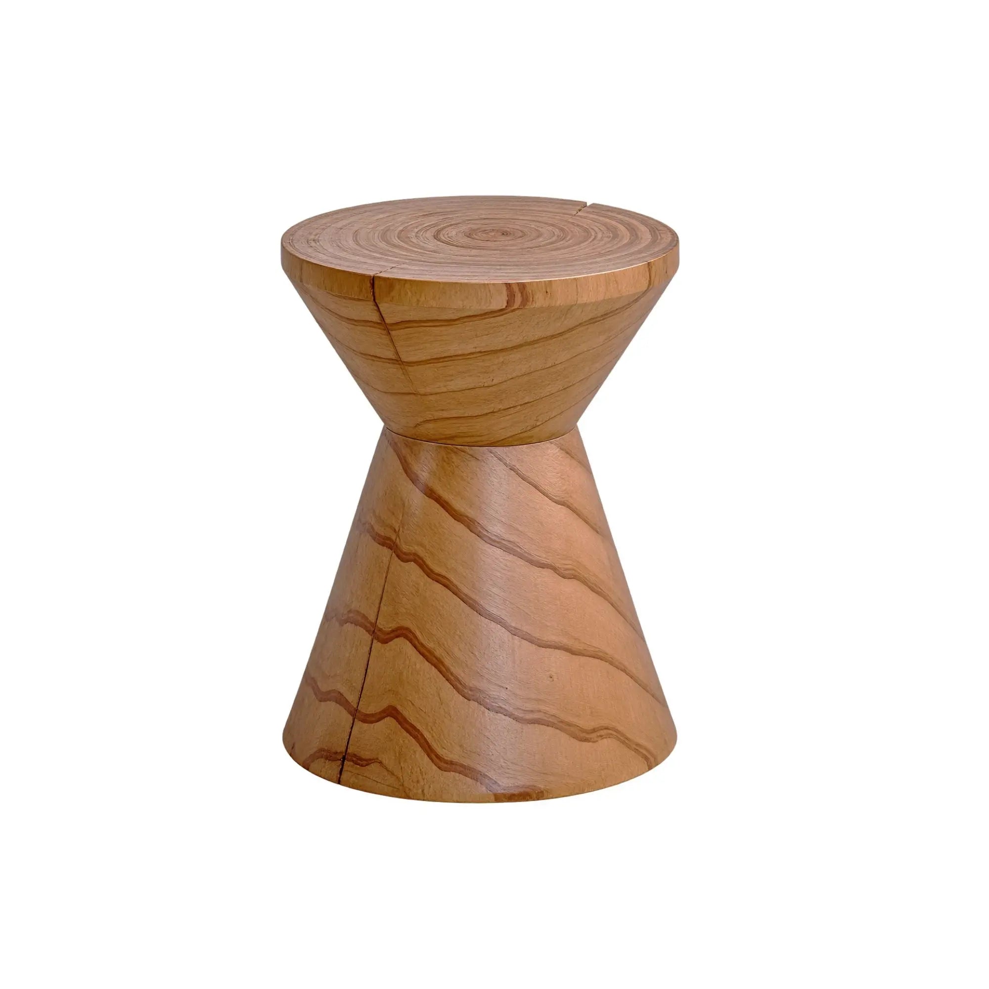 Kubebath Solid New Zealand Pine Geometric Hourglass Accent Stool & Side Table