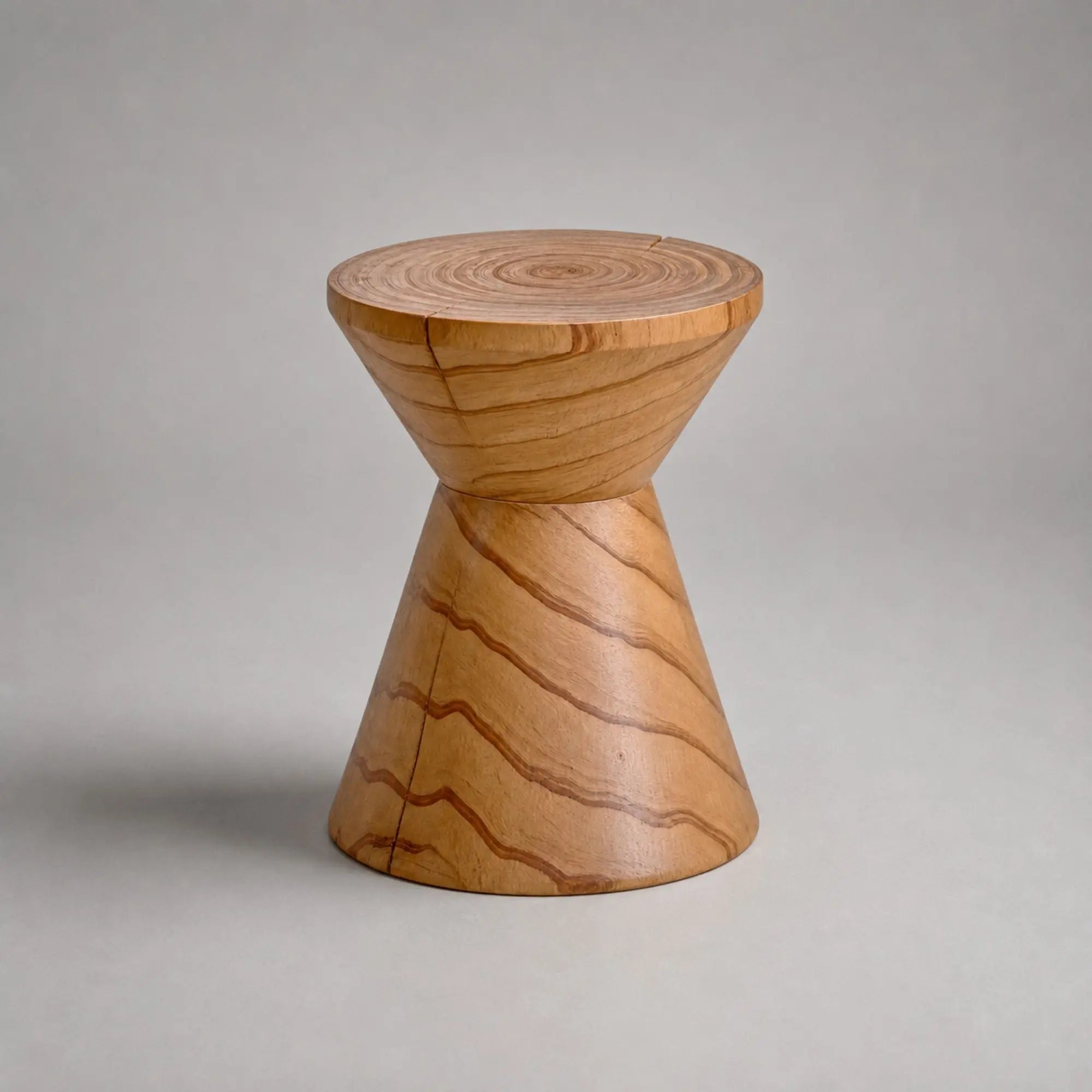 Kubebath Solid New Zealand Pine Geometric Hourglass Accent Stool & Side Table