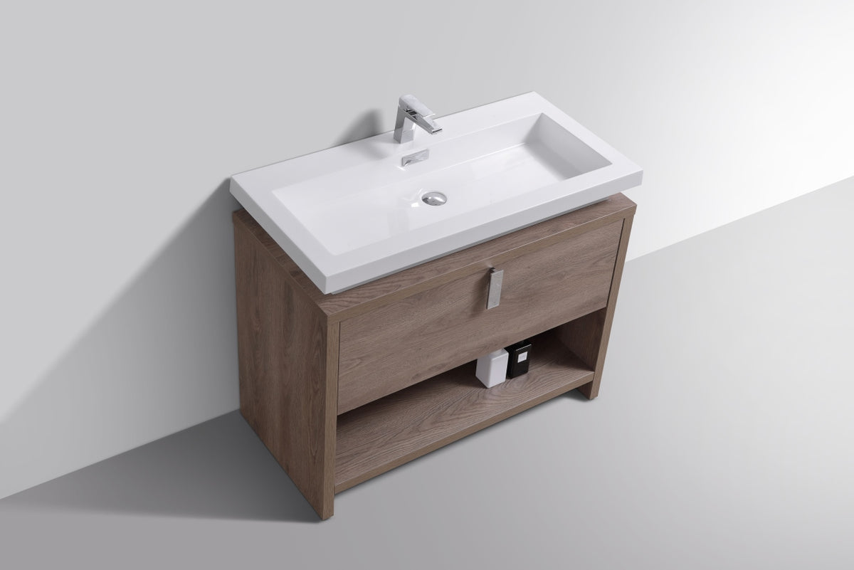Kube Bath Levi 40" Wood Modern Bathroom Vanity w/ Cubby Hole - Butternut (L1000BTN) view 5