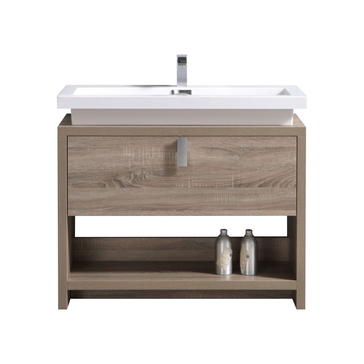 Kube Bath Levi 40" Wood Modern Bathroom Vanity w/ Cubby Hole - Havana Oak (L1000CO)