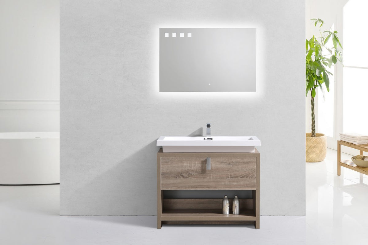 Kube Bath Levi 40" Wood Modern Bathroom Vanity w/ Cubby Hole - Havana Oak (L1000CO) view 2
