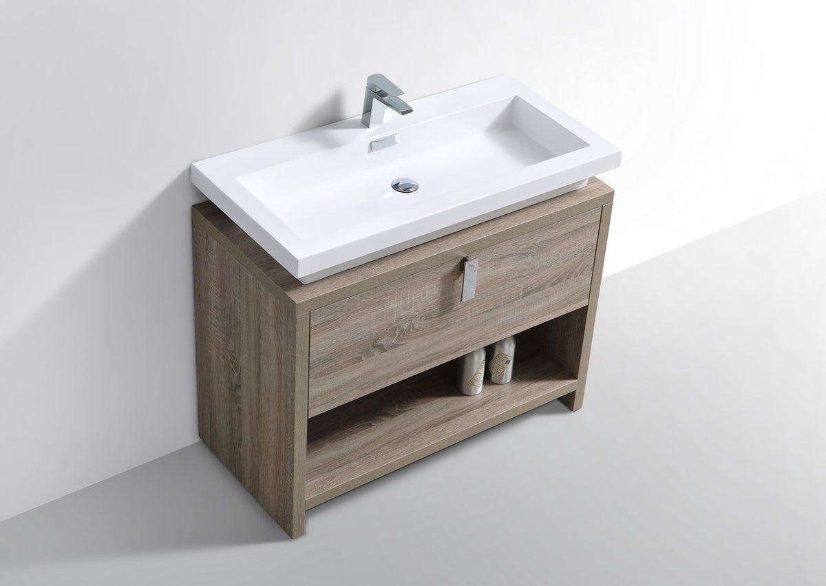 Kube Bath Levi 40" Wood Modern Bathroom Vanity w/ Cubby Hole - Havana Oak (L1000CO) view 4