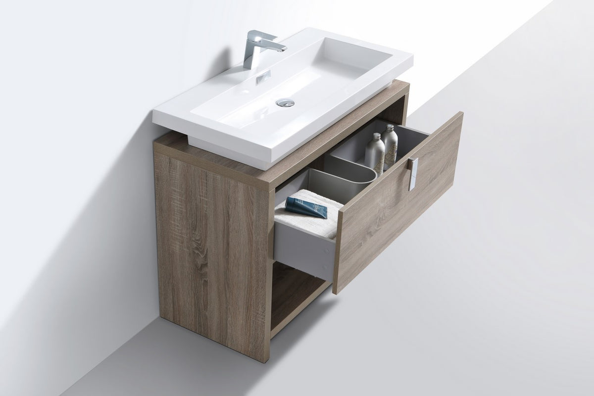 Kube Bath Levi 40" Wood Modern Bathroom Vanity w/ Cubby Hole - Havana Oak (L1000CO) view 5