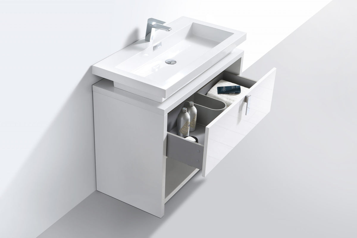 Kube Bath Levi 40" Wood Modern Bathroom Vanity w/ Cubby Hole - Gloss White (L1000GW) view 5