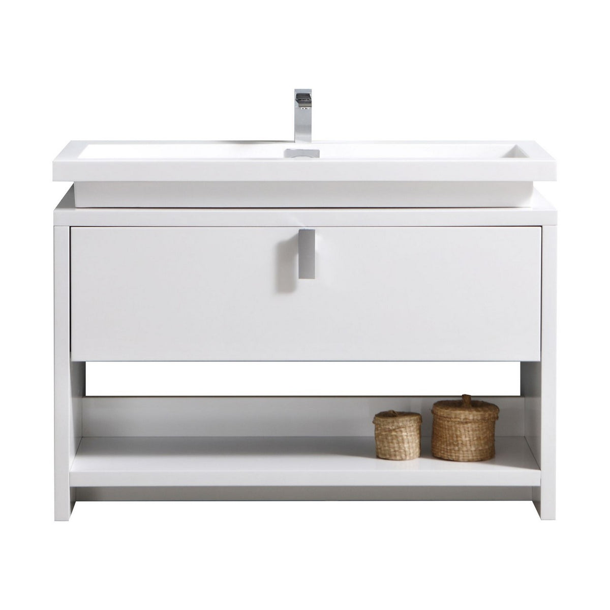 Kube Bath Levi 48" Modern Bathroom Vanity w/ Cubby Hole - Gloss White (L1200GW)