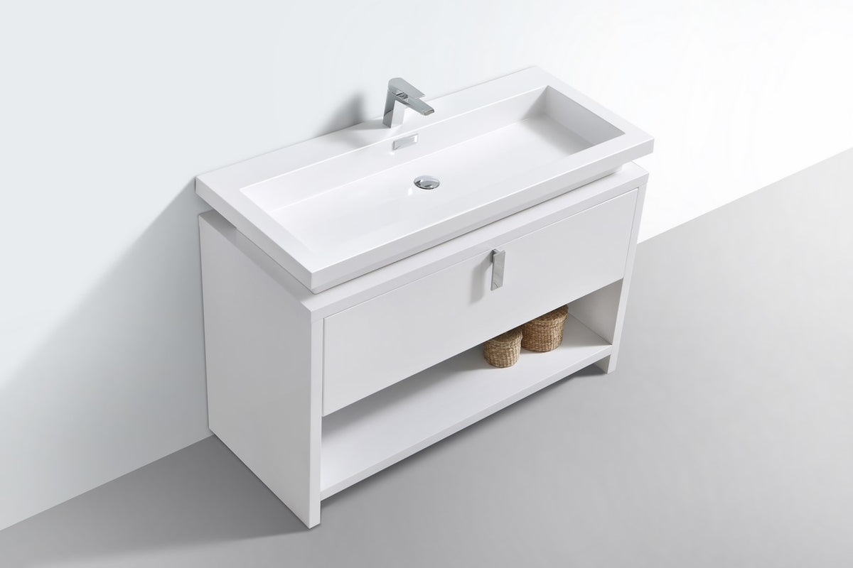 Kube Bath Levi 48" Modern Bathroom Vanity w/ Cubby Hole - Gloss White (L1200GW) view 4