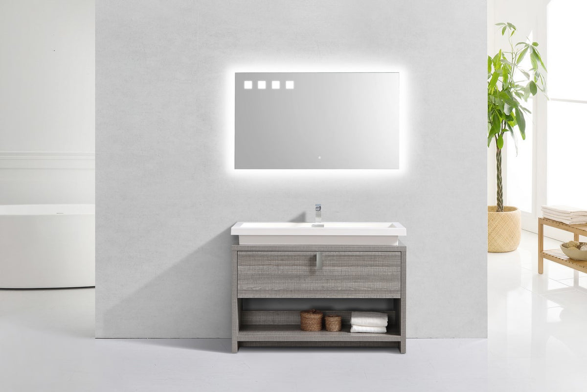 Kube Bath Levi 48" Modern Bathroom Vanity w/ Cubby Hole - Ash Grey & White (L1200HGASH) view 2