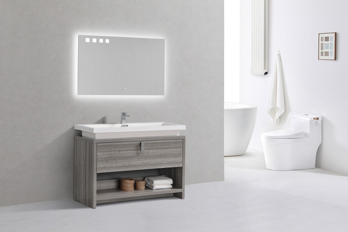 Kube Bath Levi 48" Modern Bathroom Vanity w/ Cubby Hole - Ash Grey & White (L1200HGASH) view 3