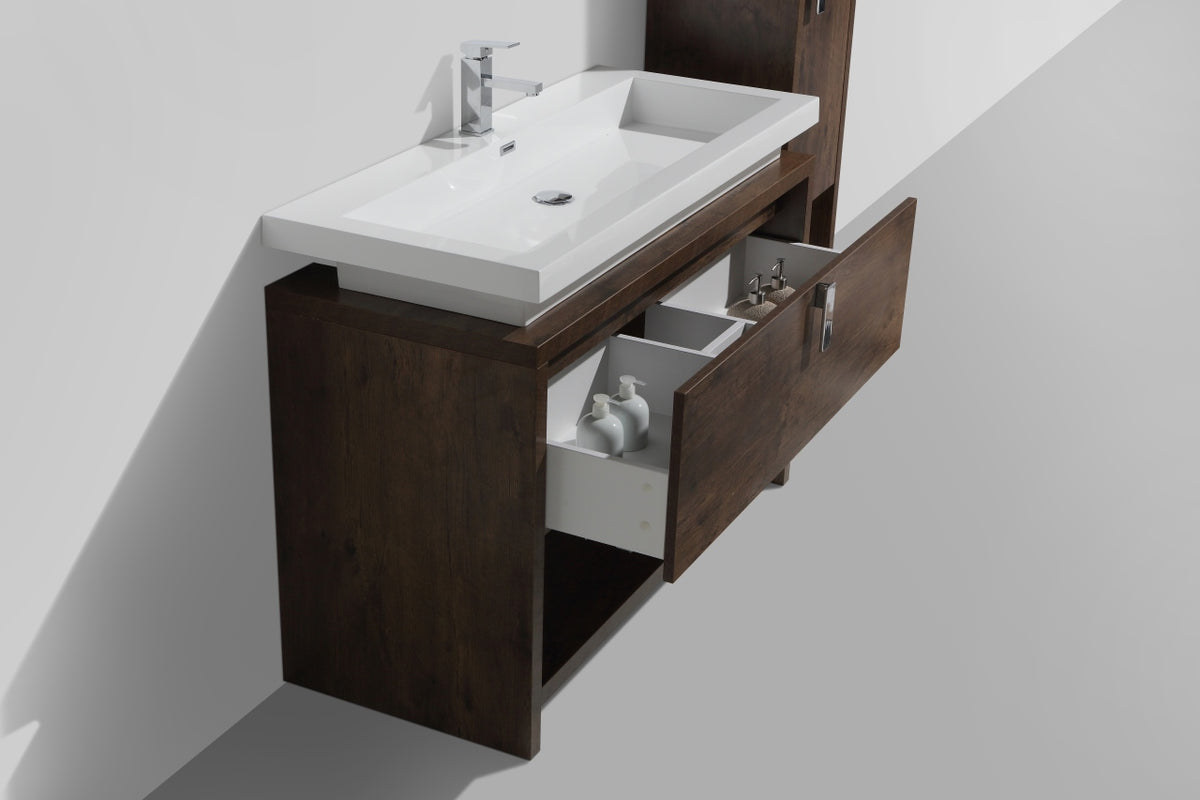 Kube Bath Levi 48" Modern Bathroom Vanity w/ Cubby Hole - Rosewood (L1200RW) view 5