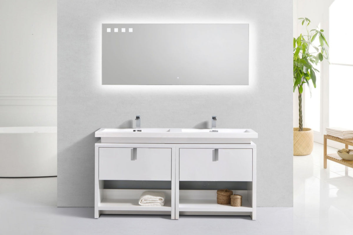 Kube Bath Levi 63" Modern Bathroom Vanity w/ Cubby Hole - Gloss White (L1600GW) view 2