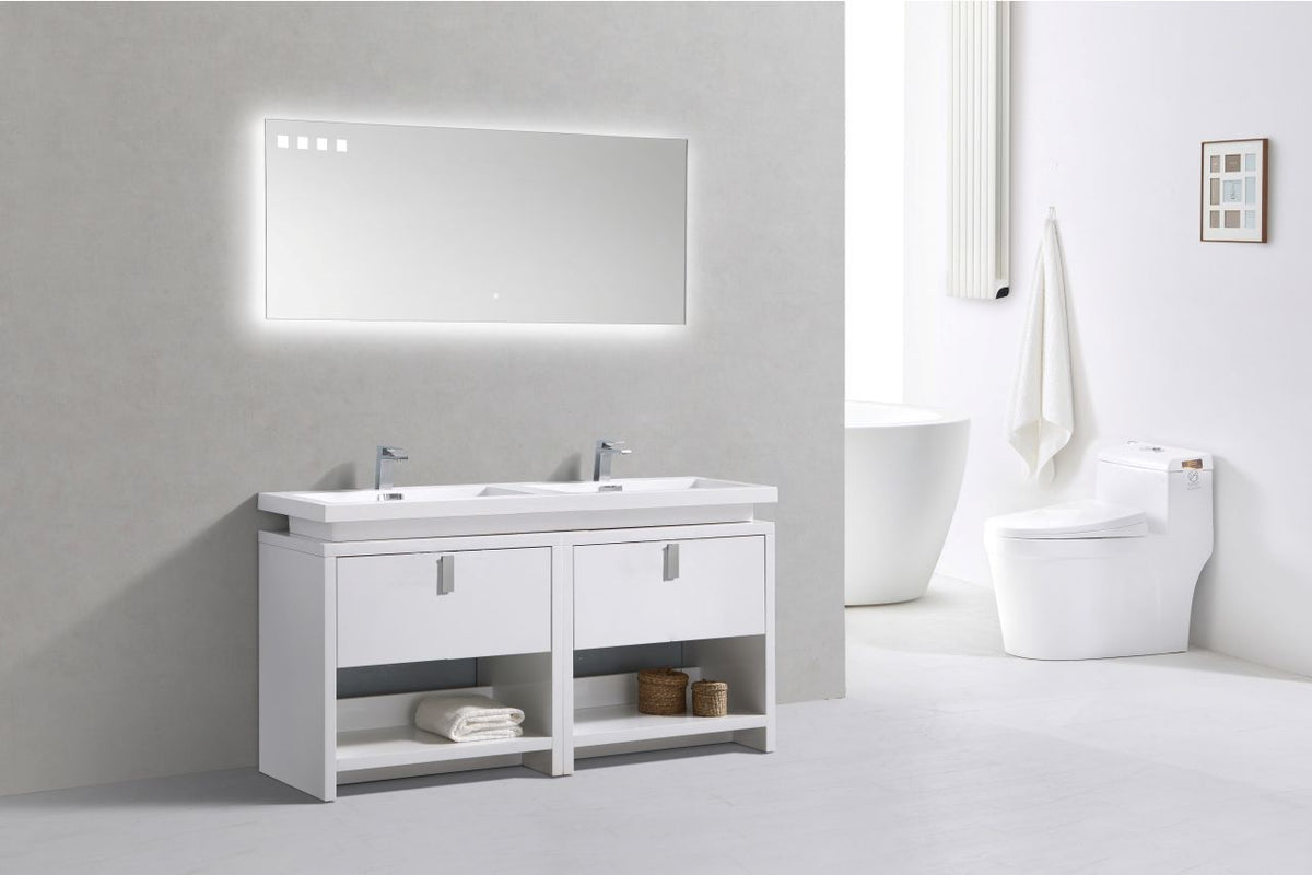 Kube Bath Levi 63" Modern Bathroom Vanity w/ Cubby Hole - Gloss White (L1600GW) view 3