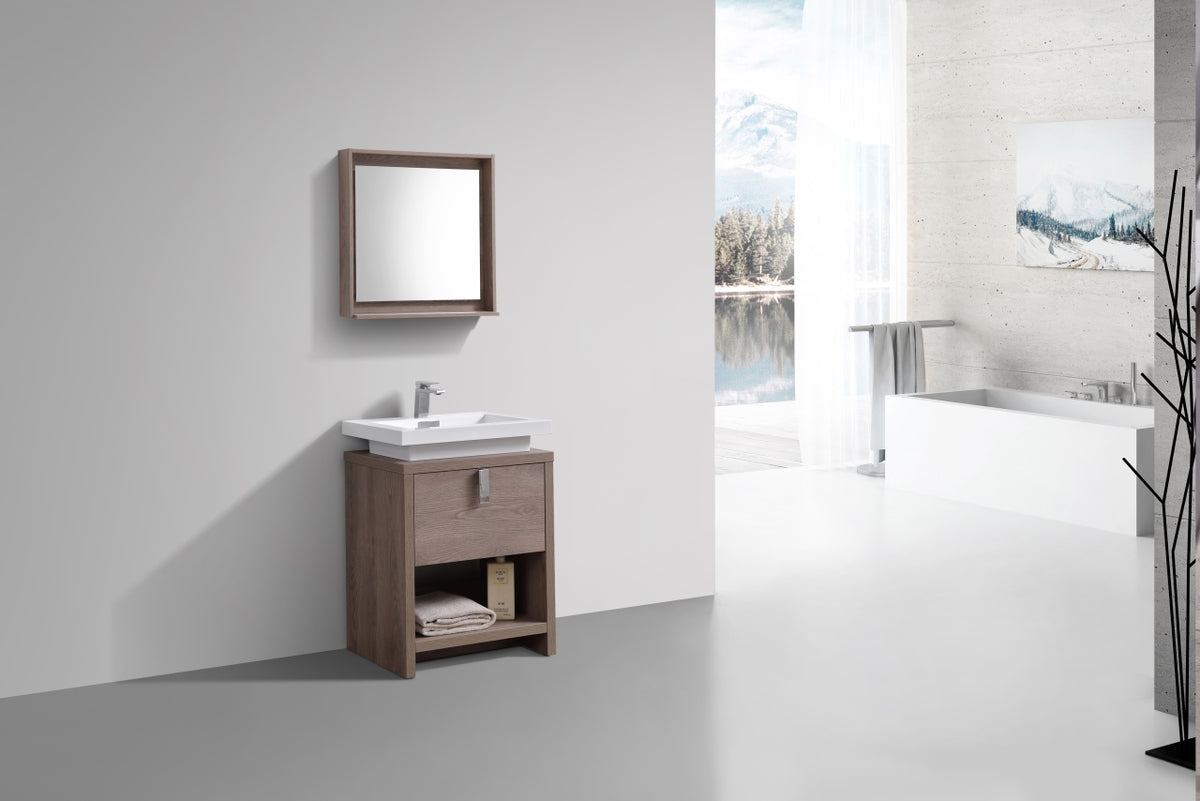 Kube Bath Levi 24" Wood Modern Bathroom Vanity w/ Cubby Hole - Butternut (L600BTN) view 2
