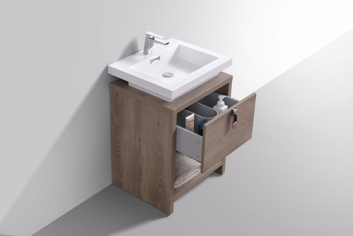 Kube Bath Levi 24" Wood Modern Bathroom Vanity w/ Cubby Hole - Butternut (L600BTN) view 5