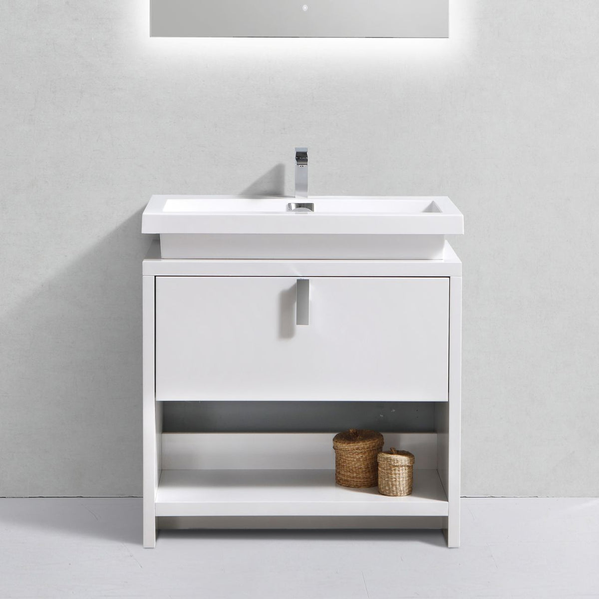 Kube Bath Levi 30" Wood Modern Bathroom Vanity w/ Cubby Hole - Gloss White (L750GW) view 2