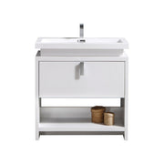 Kube Bath Levi 30" Wood Modern Bathroom Vanity w/ Cubby Hole - Gloss White (L750GW)