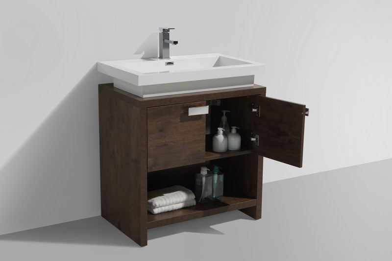 Kube Bath Levi 30" Wood Modern Bathroom Vanity w/ Cubby Hole - Rosewood (L750RW) view 4