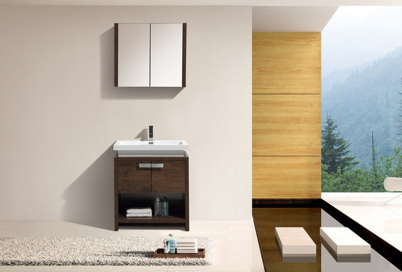 Kube Bath Levi 30" Wood Modern Bathroom Vanity w/ Cubby Hole - Rosewood (L750RW) view 5