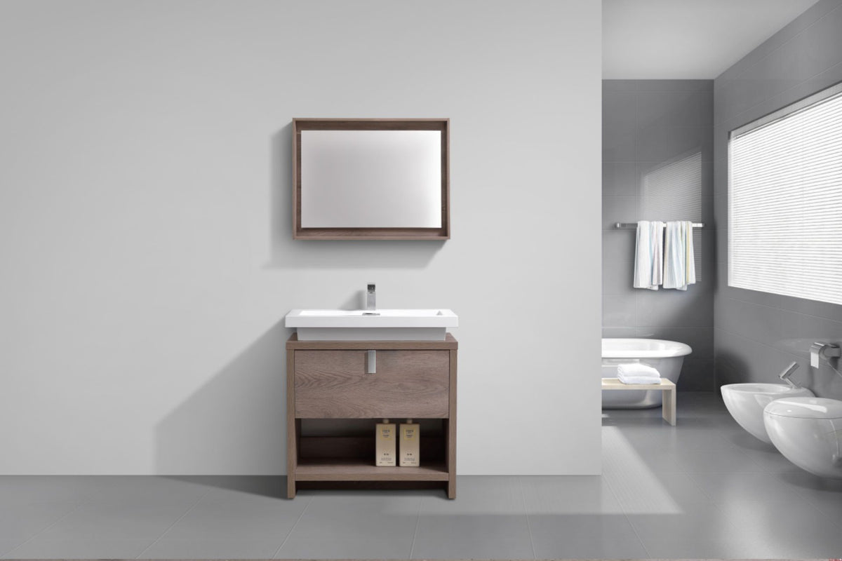 Kube Bath Levi 32" Wood Modern Bathroom Vanity w/ Cubby Hole - Butternut (L800BTN) view 2