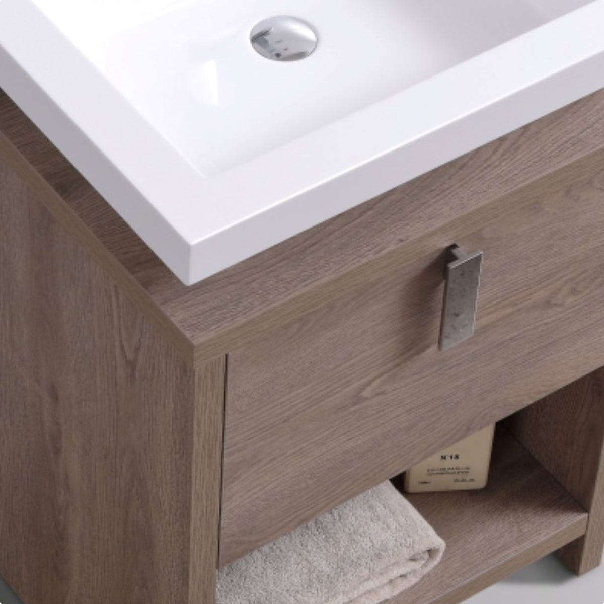Kube Bath Levi 32" Wood Modern Bathroom Vanity w/ Cubby Hole - Butternut (L800BTN) view 4